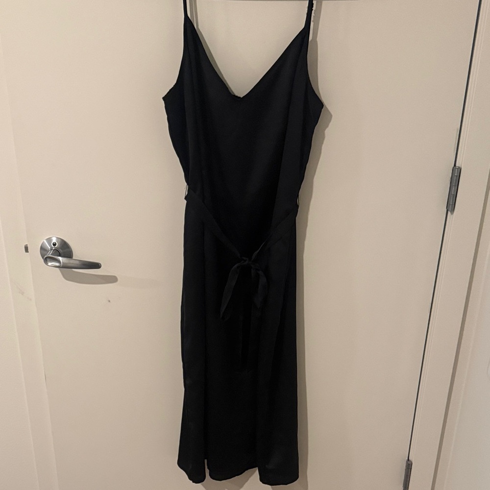 Abercrombie Black Slip Dress with Tie Waist
